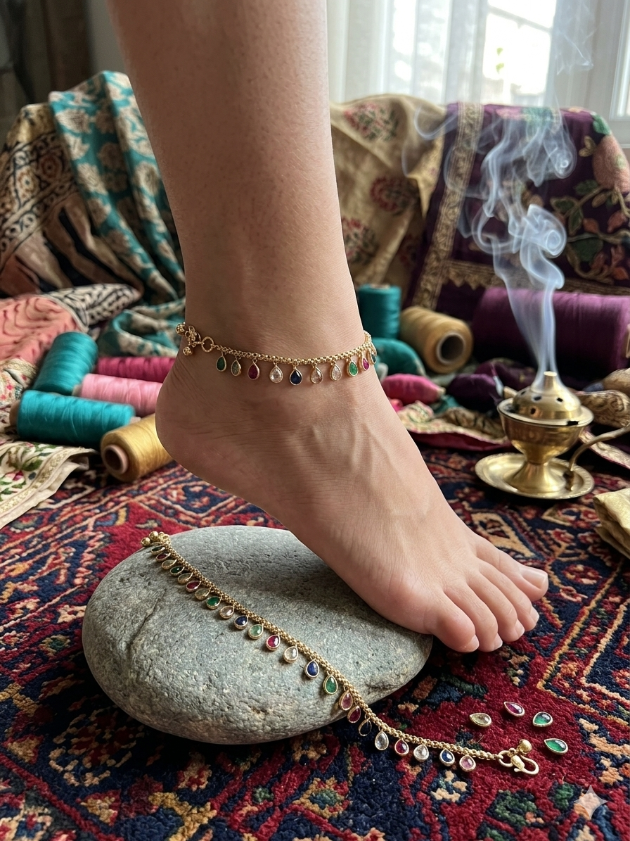 Antique polki anklet | single piece
