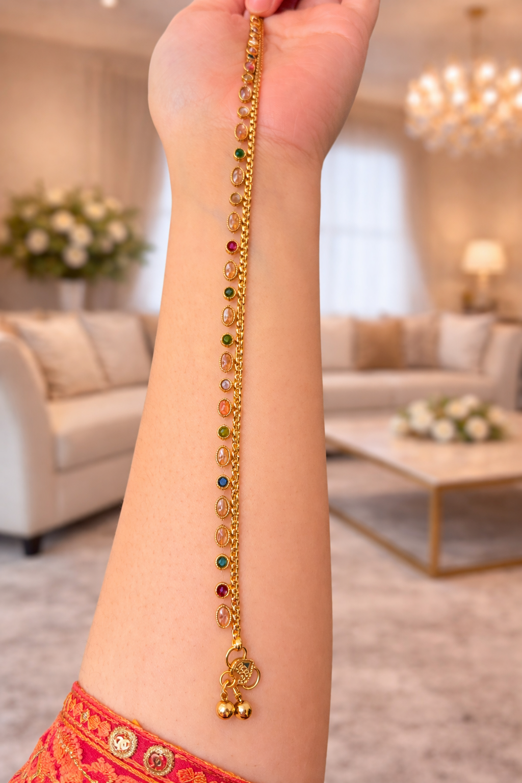 Polki multi color anklet | single piece