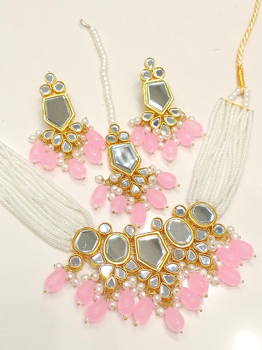 Premium quality mirror Kundan set