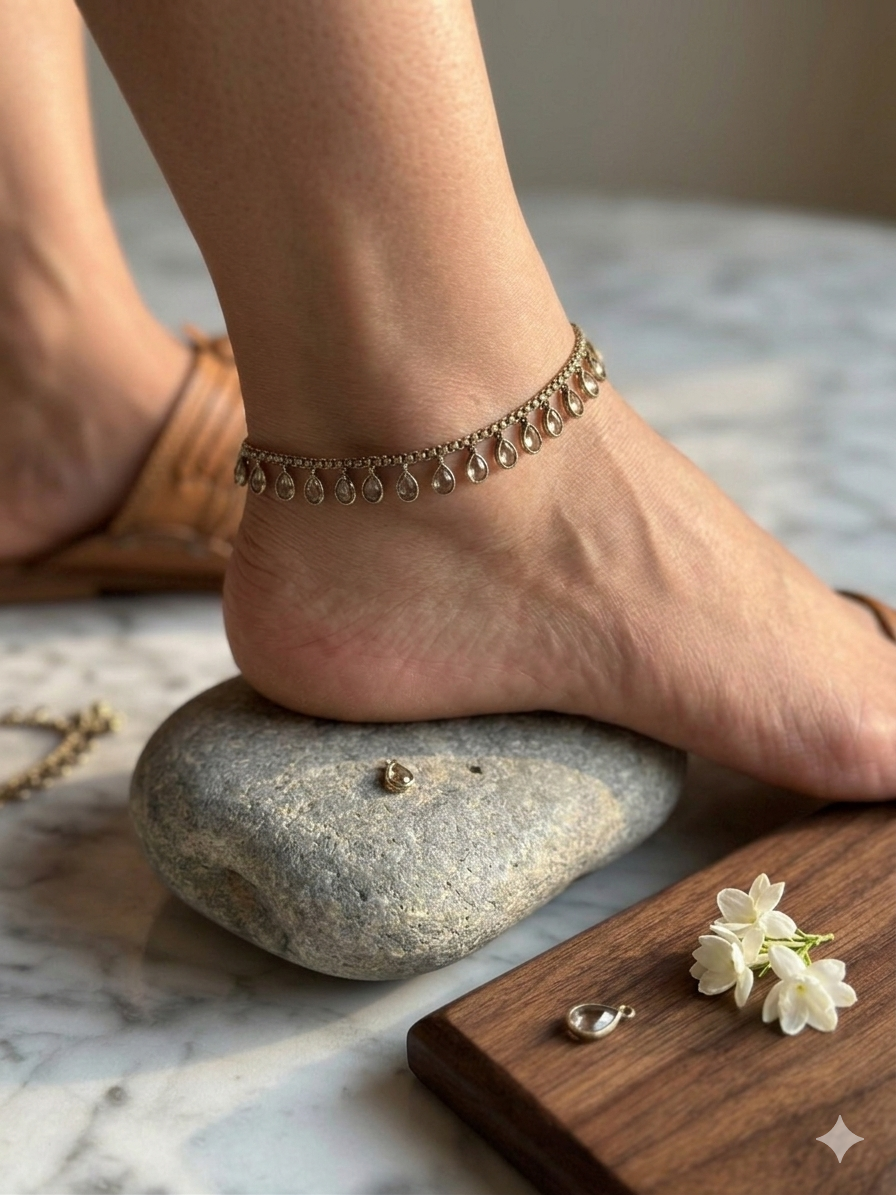 Antique polki anklet | single piece