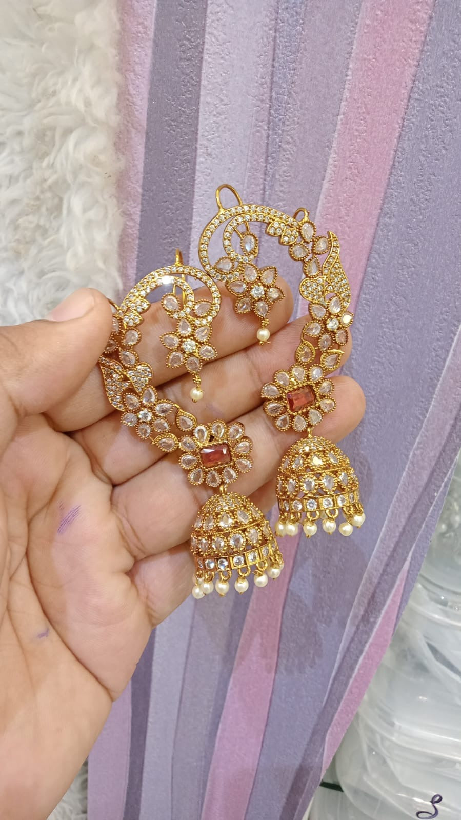 Gold polished Cuff Earrings
