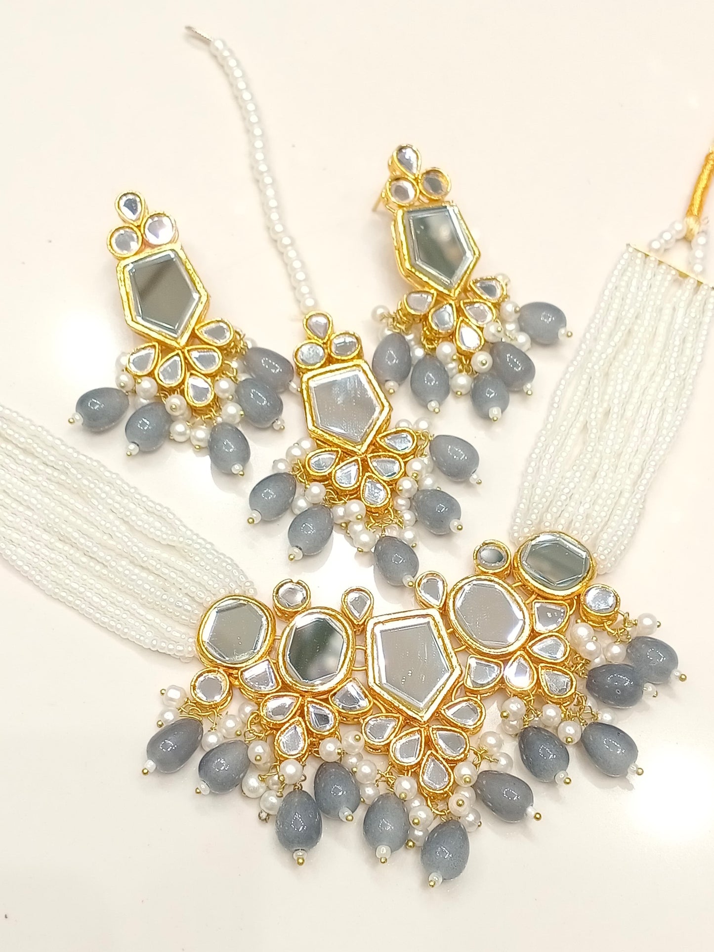 Premium quality mirror Kundan set