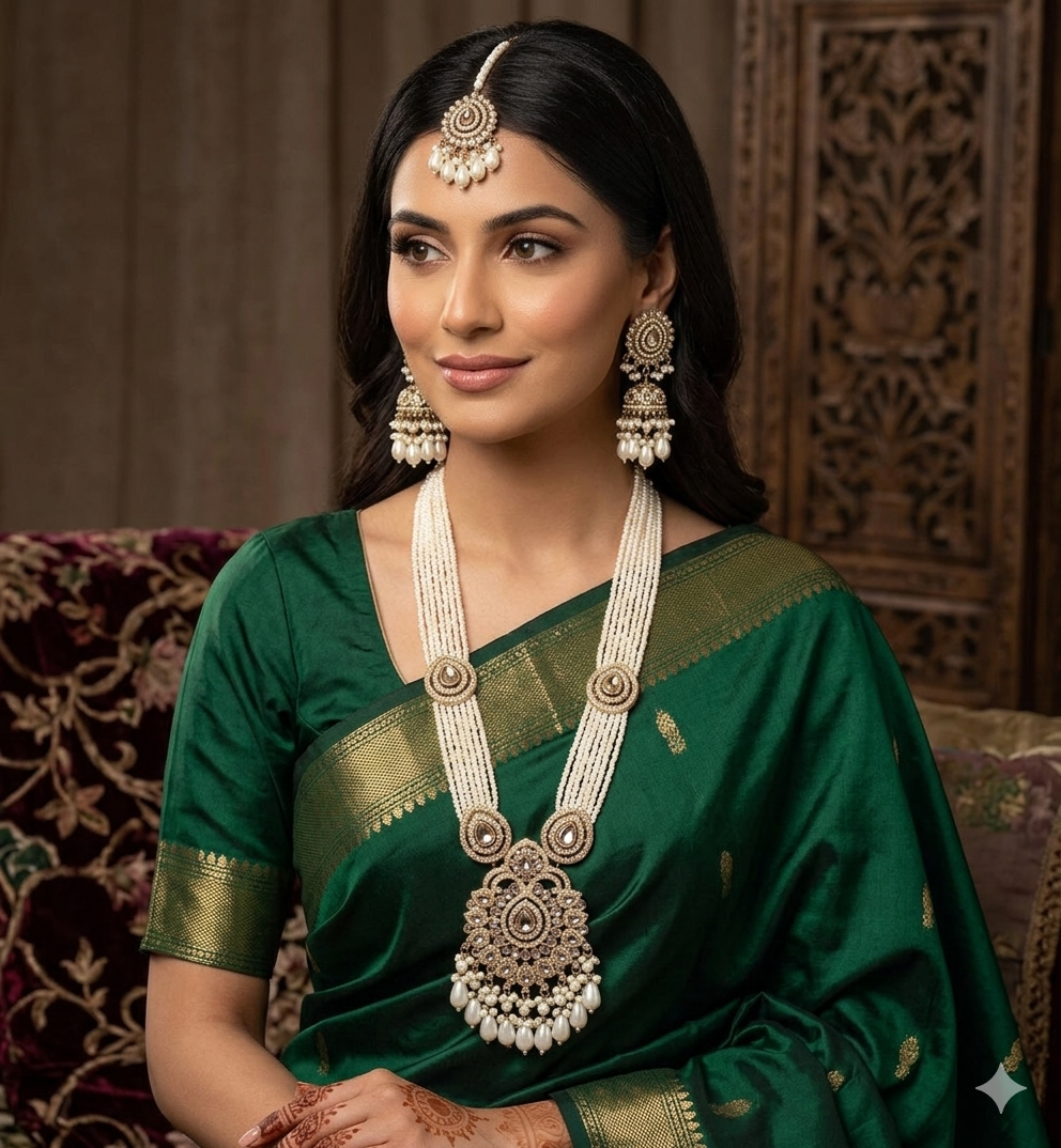 Premium quality long Haar with jhumki tikka