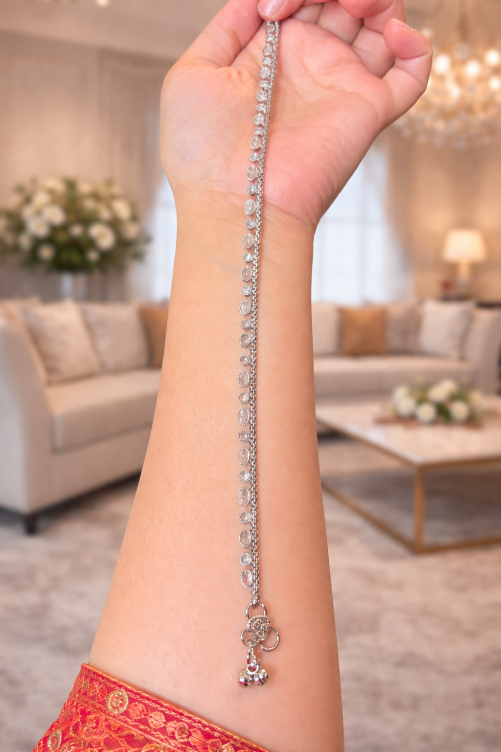 Silver polki anklet | single piece