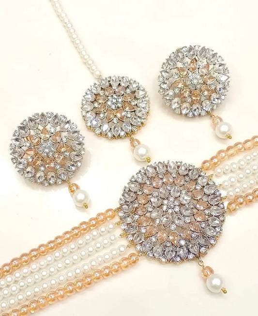 Zarcon chokar set with studs & Tikka