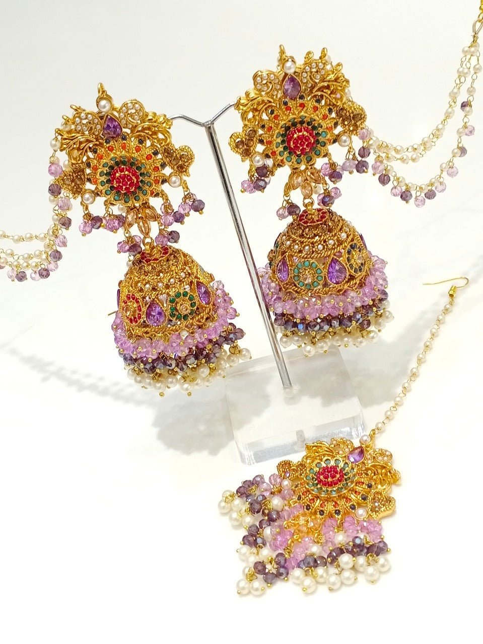 Nauratan sahara Jhumka with tikka