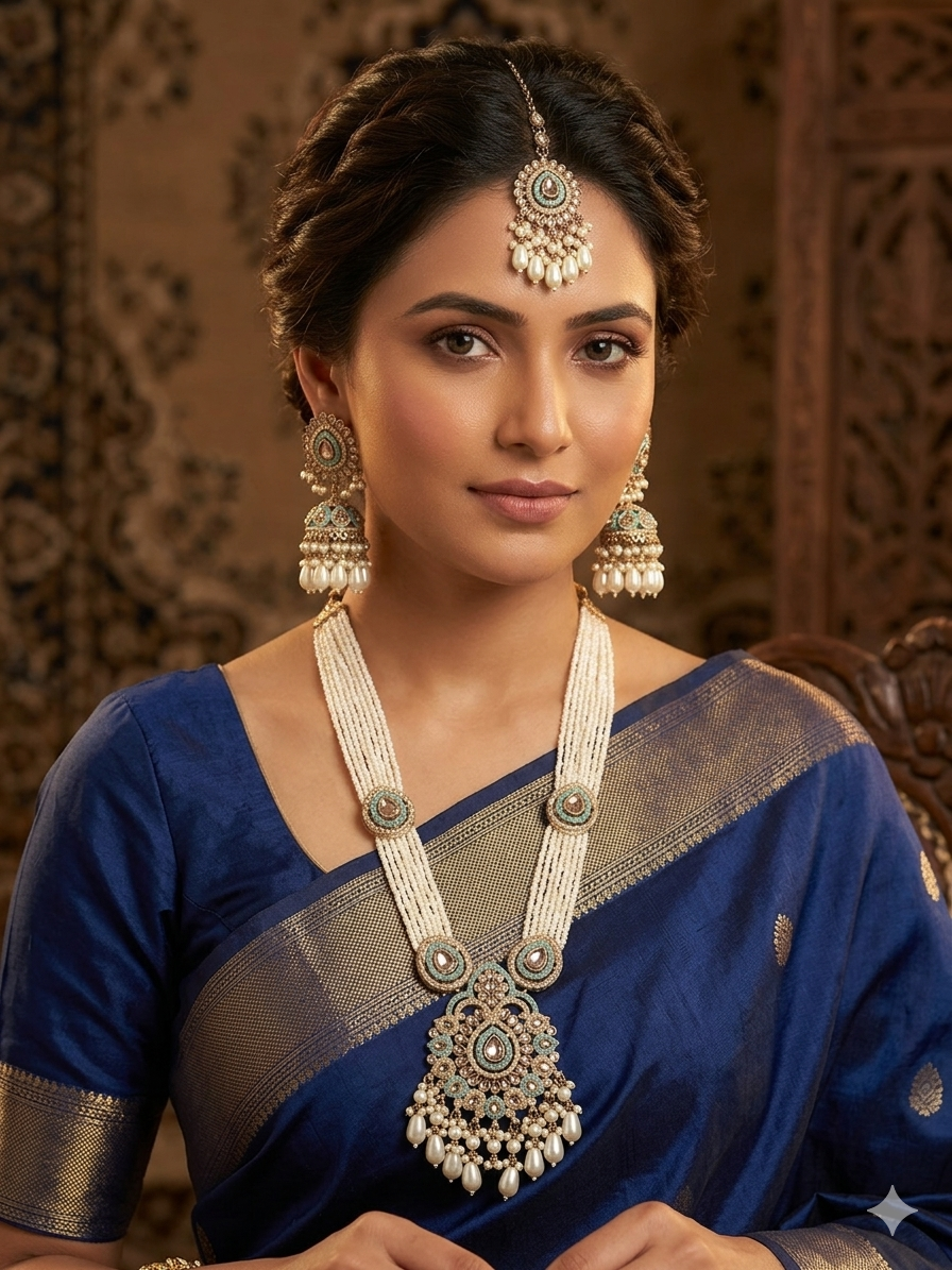 Premium quality long Haar with jhumki tikka