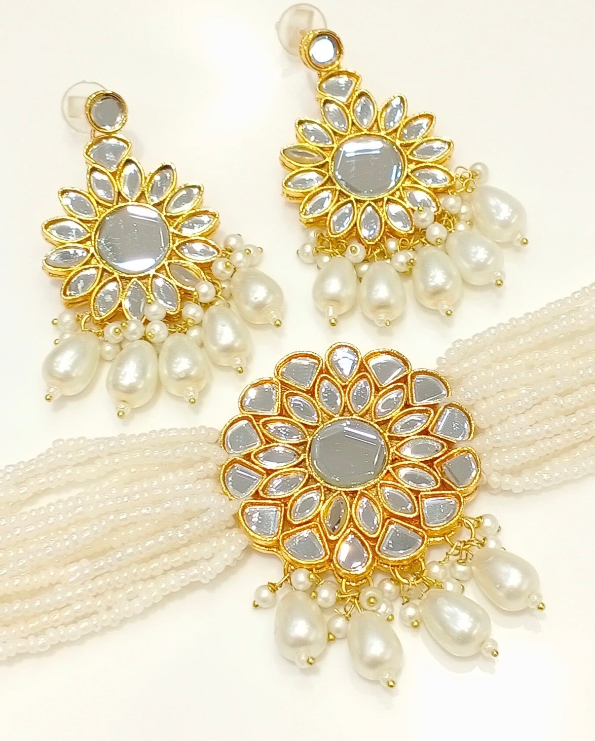 Mirror kundan set