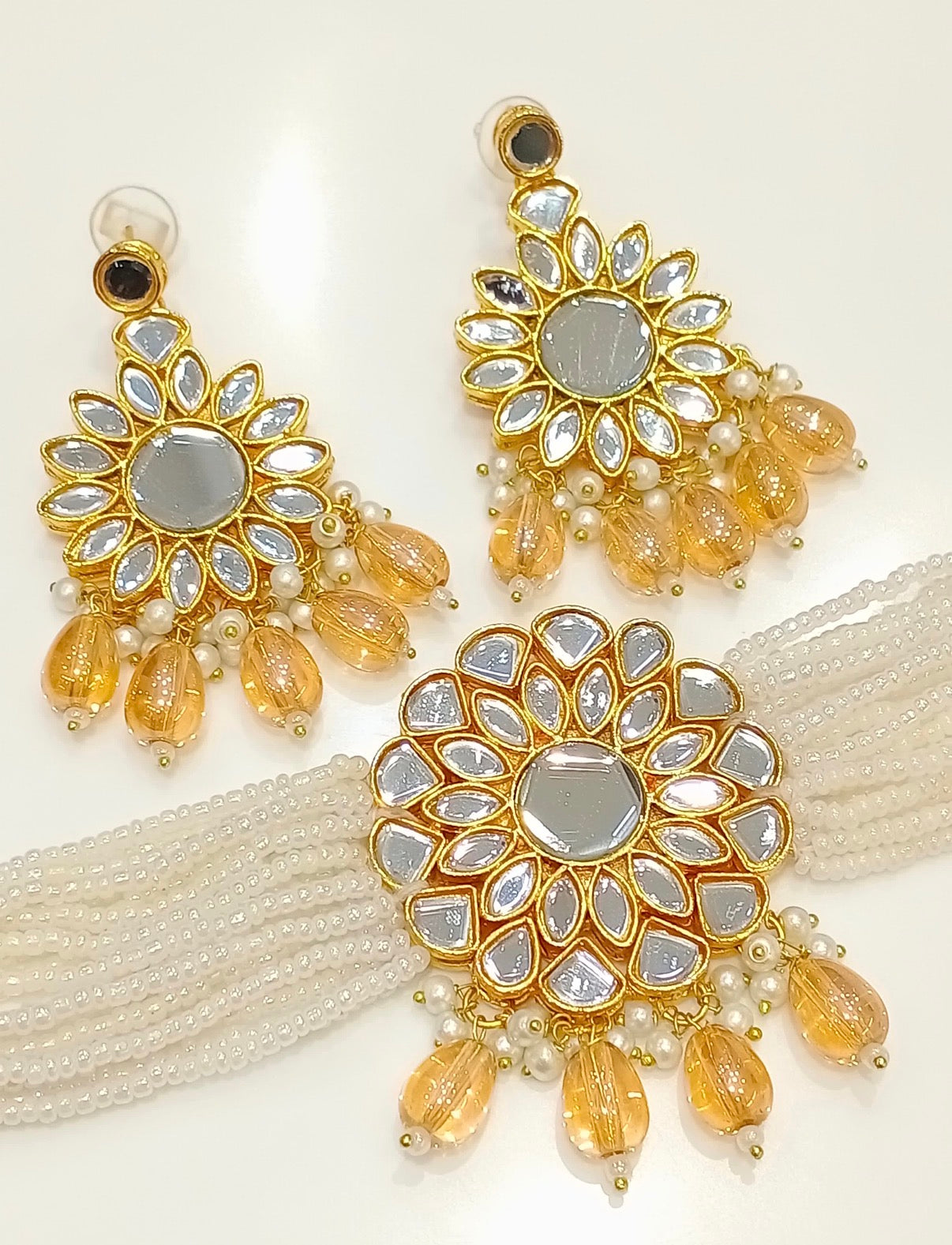Mirror kundan set