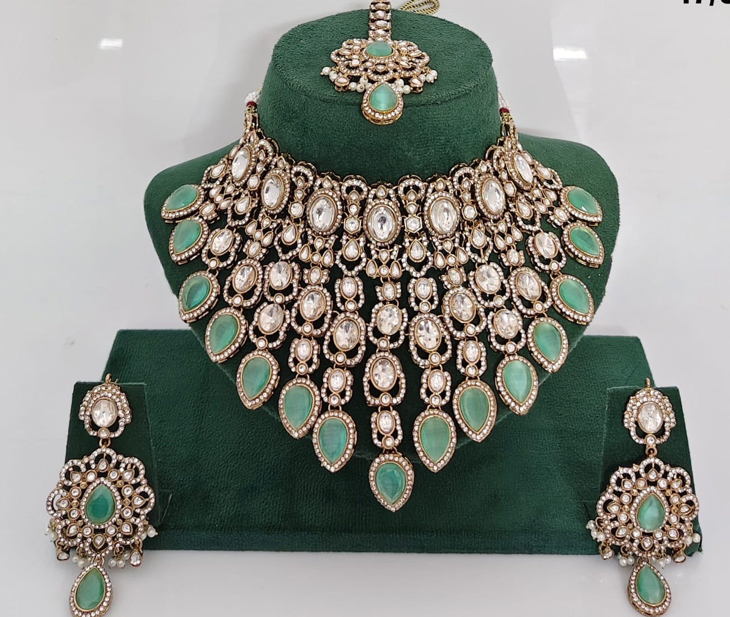 Premium quality Necklace with earrings and tikka