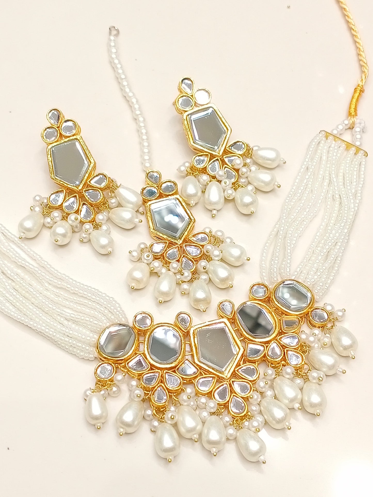 Premium quality mirror Kundan set