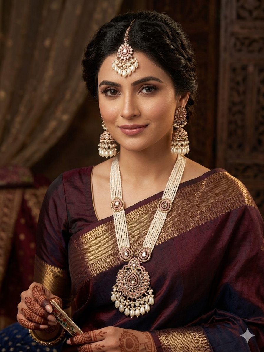Premium quality long Haar with jhumki tikka