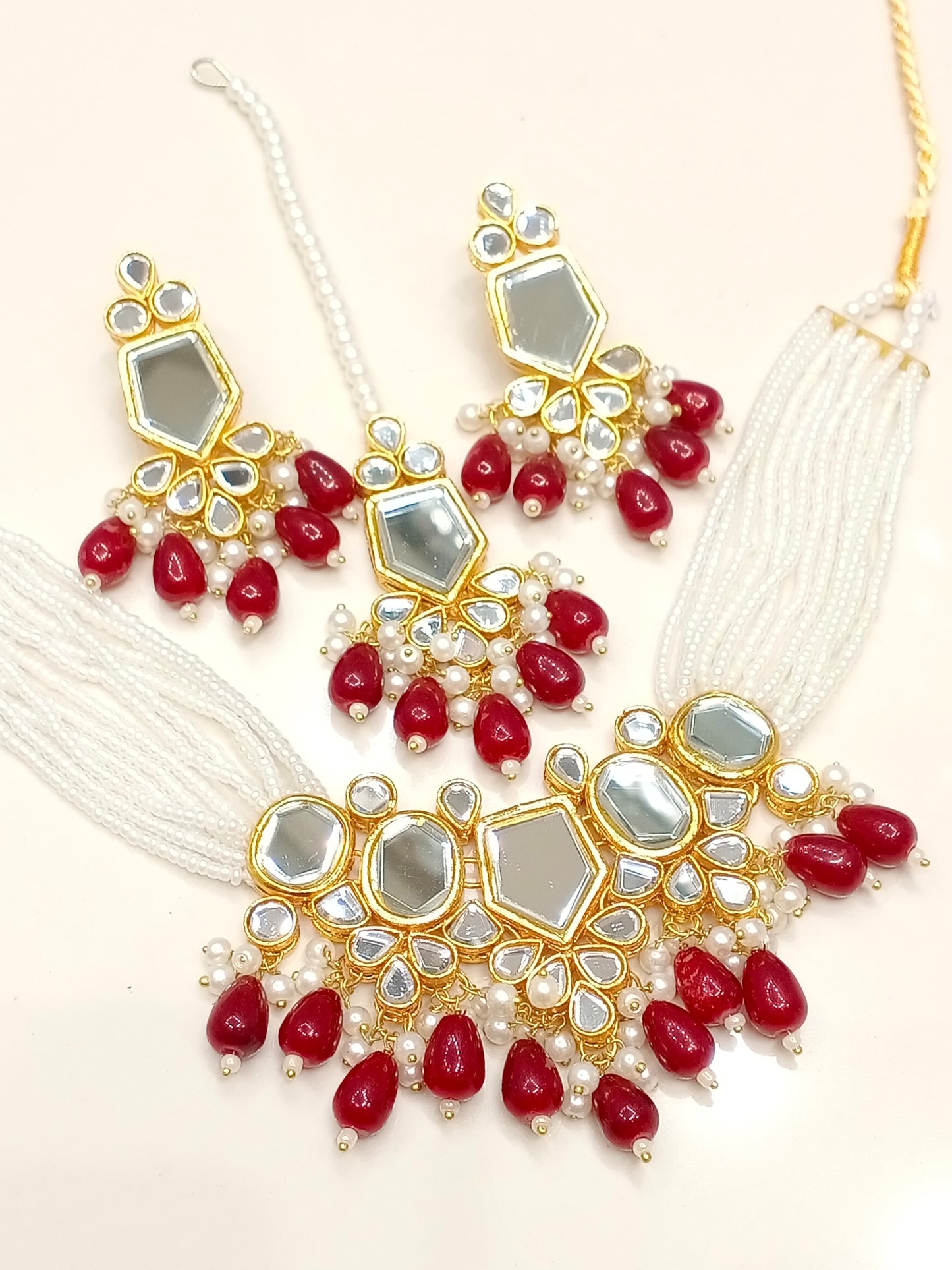 Premium quality mirror Kundan set