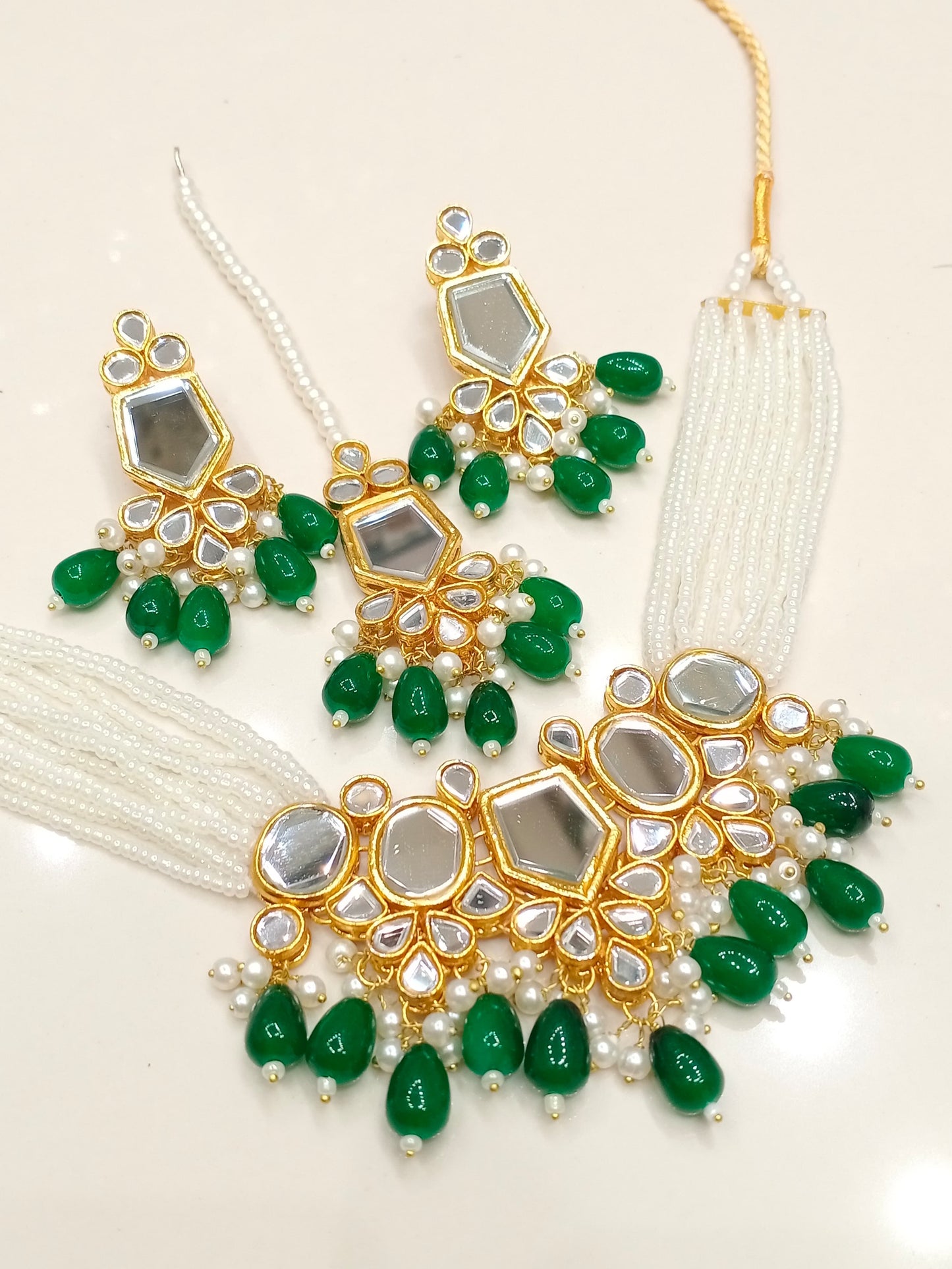 Premium quality mirror Kundan set