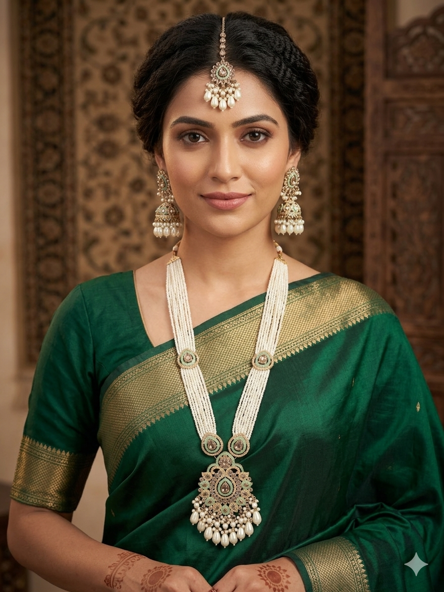 Premium quality long Haar with jhumki tikka