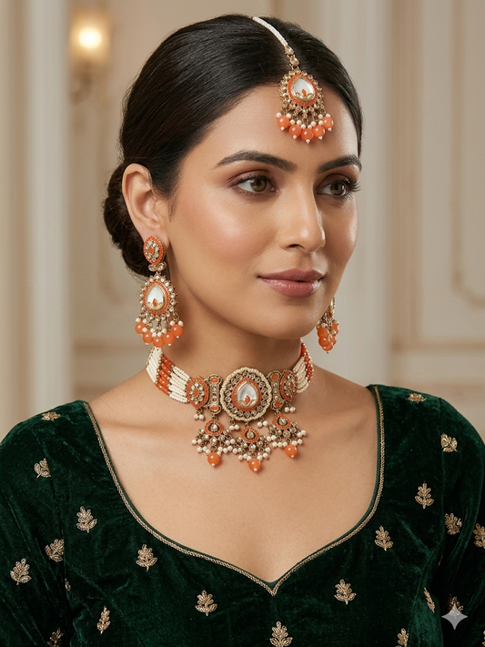 Chokar set with earrings and tikka