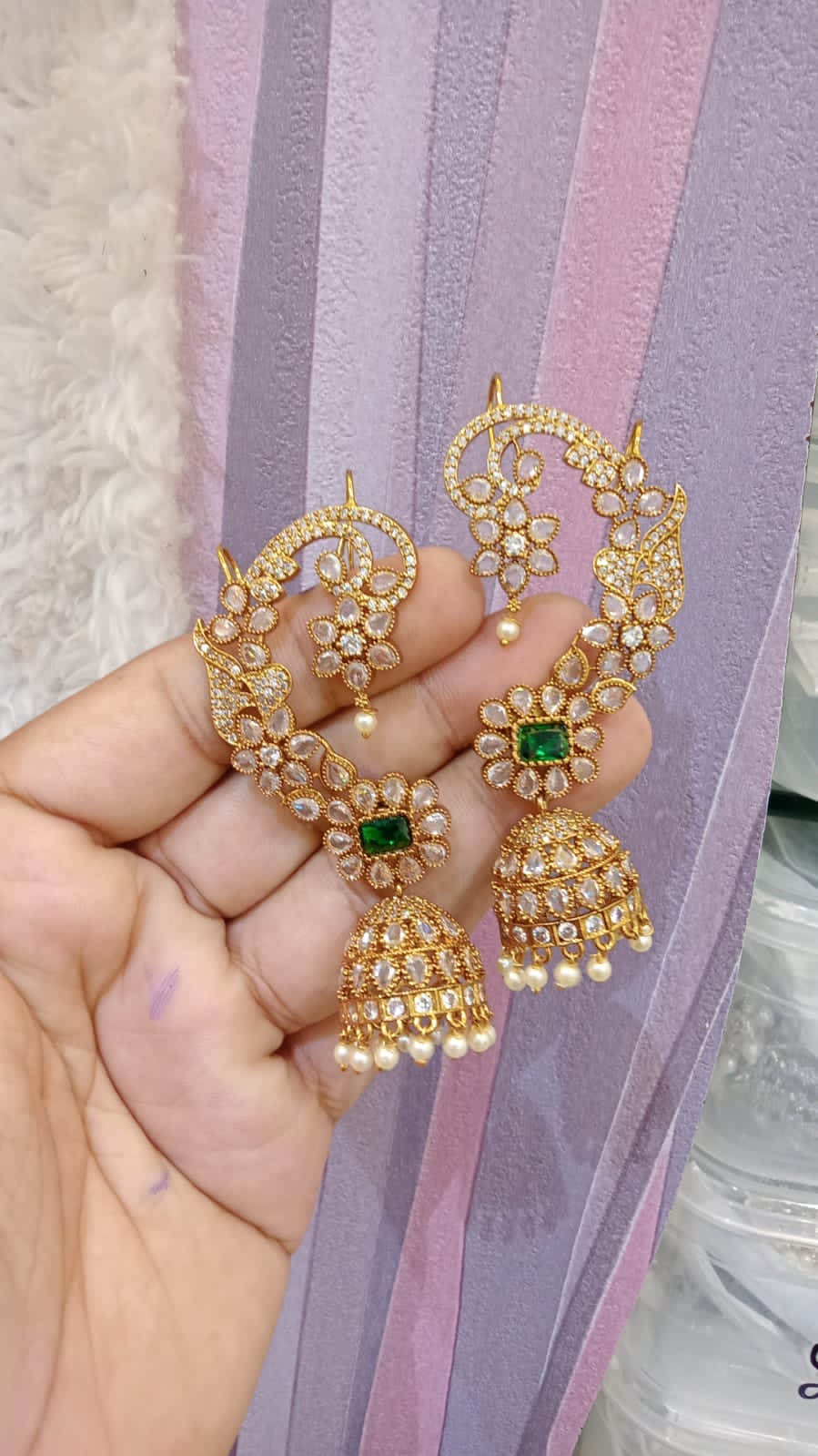 Gold polished Cuff Earrings