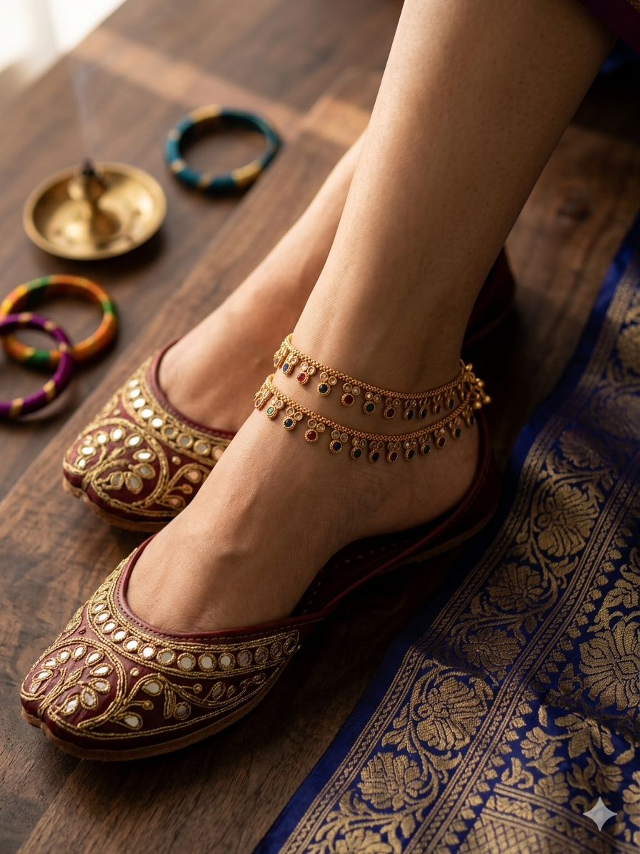 Pair of polki anklets
