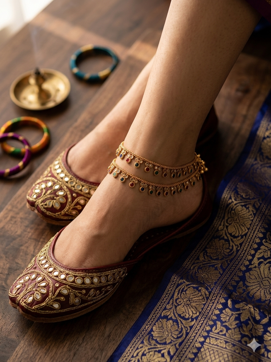 Pair of polki anklets