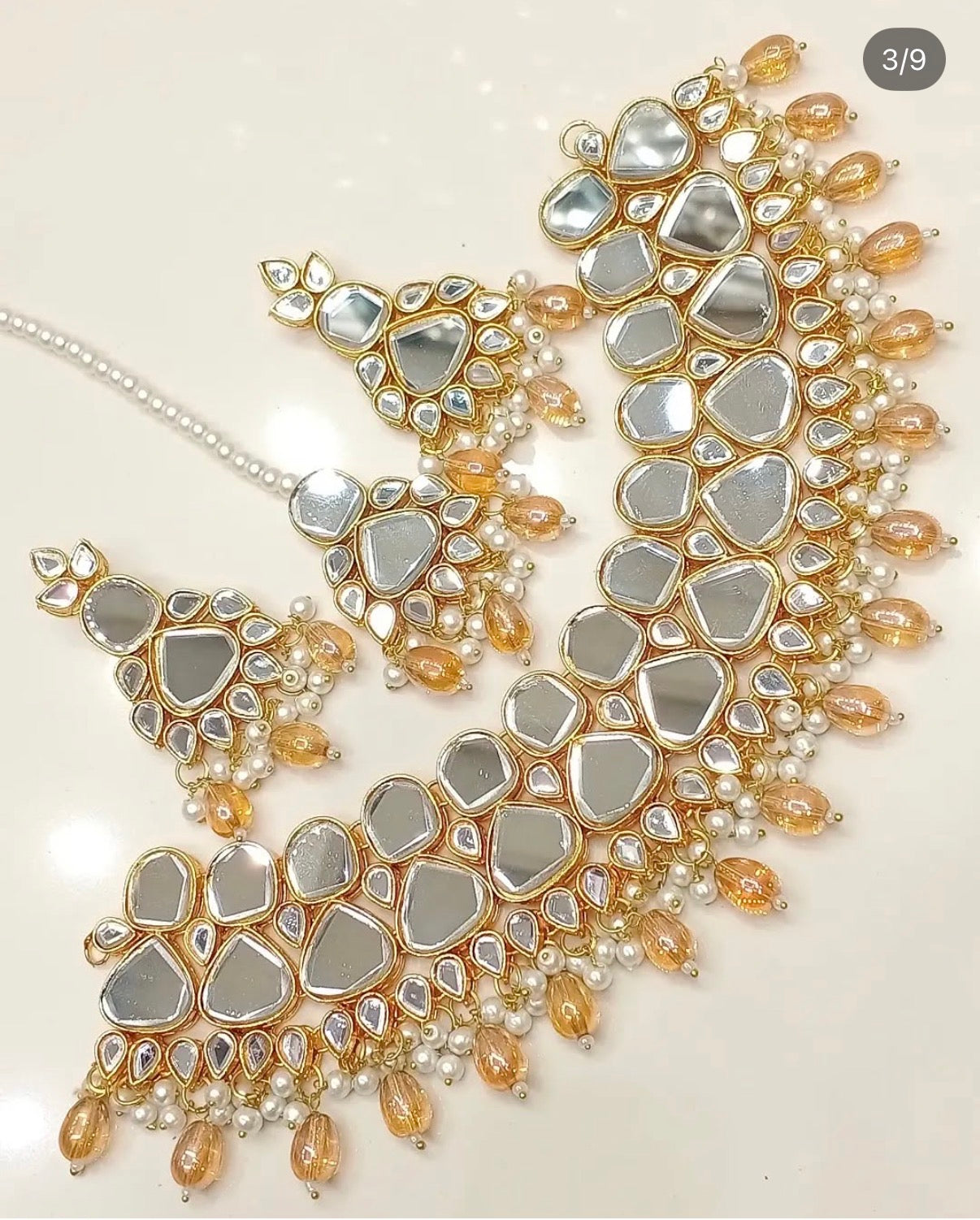 Mirror kundan set