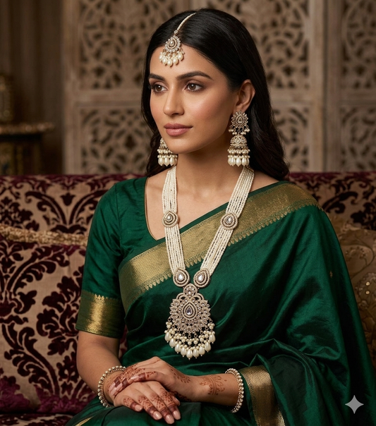 Premium quality long Haar with jhumki tikka