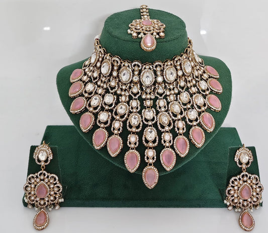 Premium quality Necklace with earrings and tikka