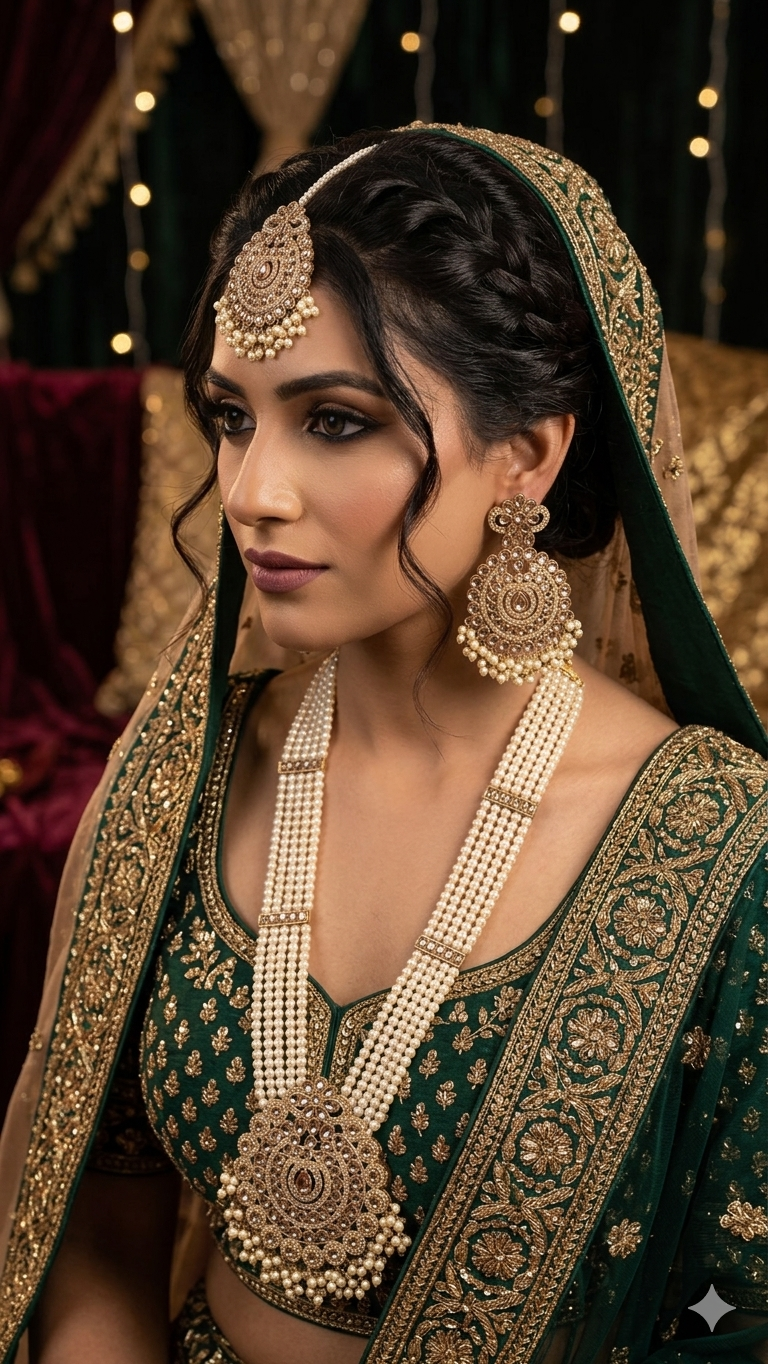 Long Haar with earrings and tikka