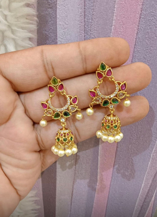 Gold polished jhumki earrings