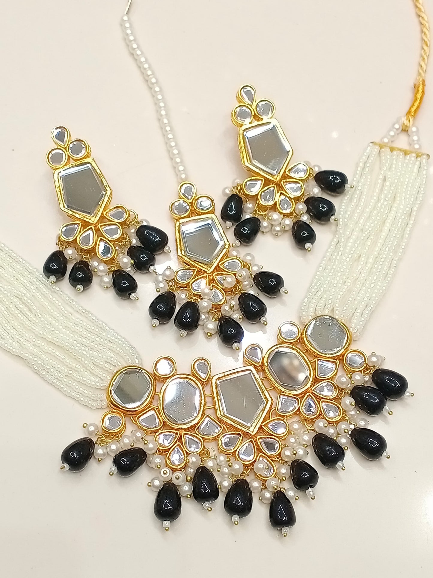 Premium quality mirror Kundan set