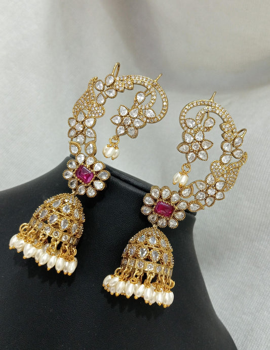 Gold polished Cuff Earrings