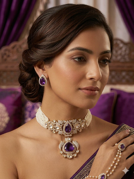 Chokar set | Tayani kundan with semi precious stone