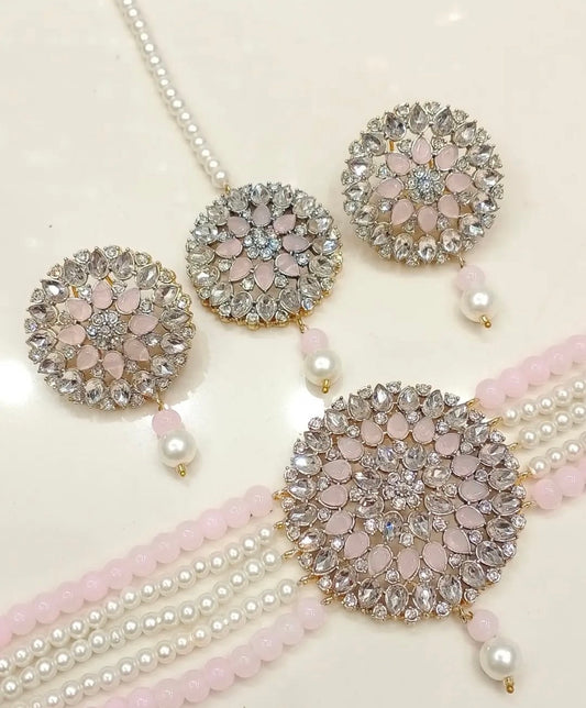 Zarcon chokar set with studs & Tikka