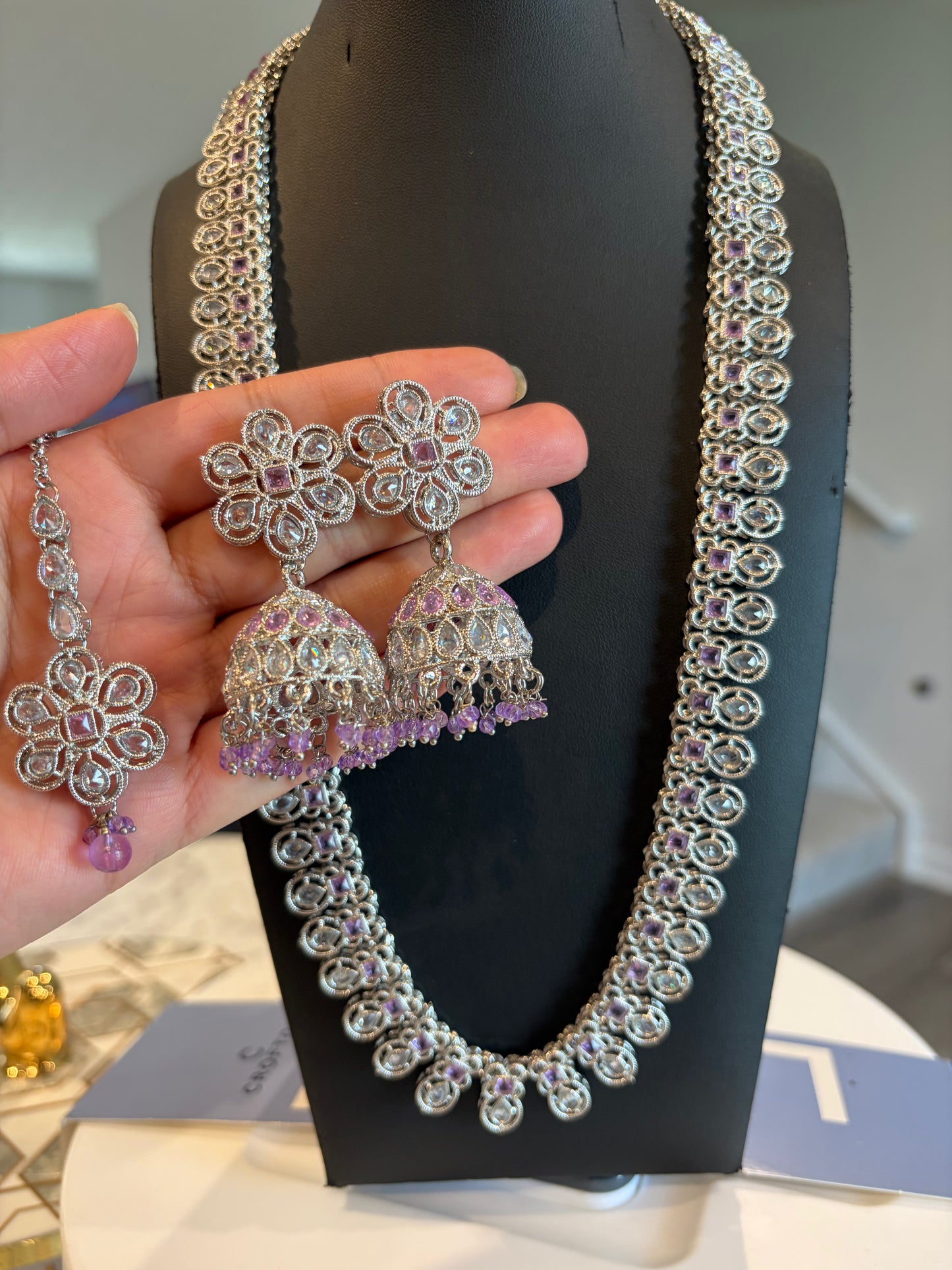 Premium quality long Haar with jhumki tikka