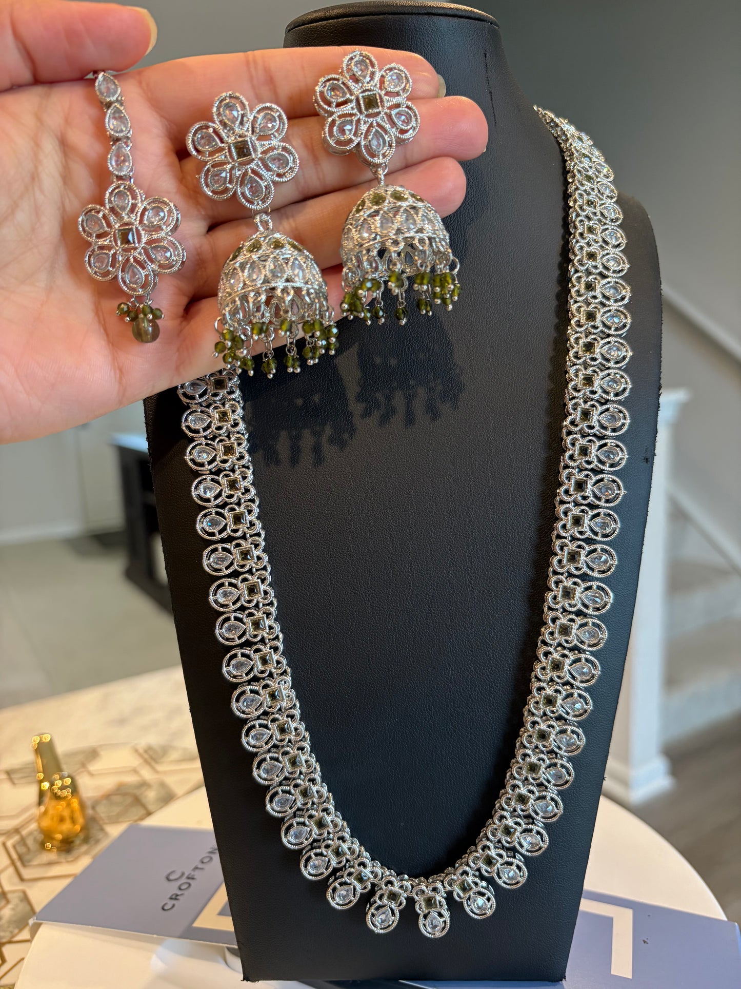 Premium quality long Haar with jhumki tikka