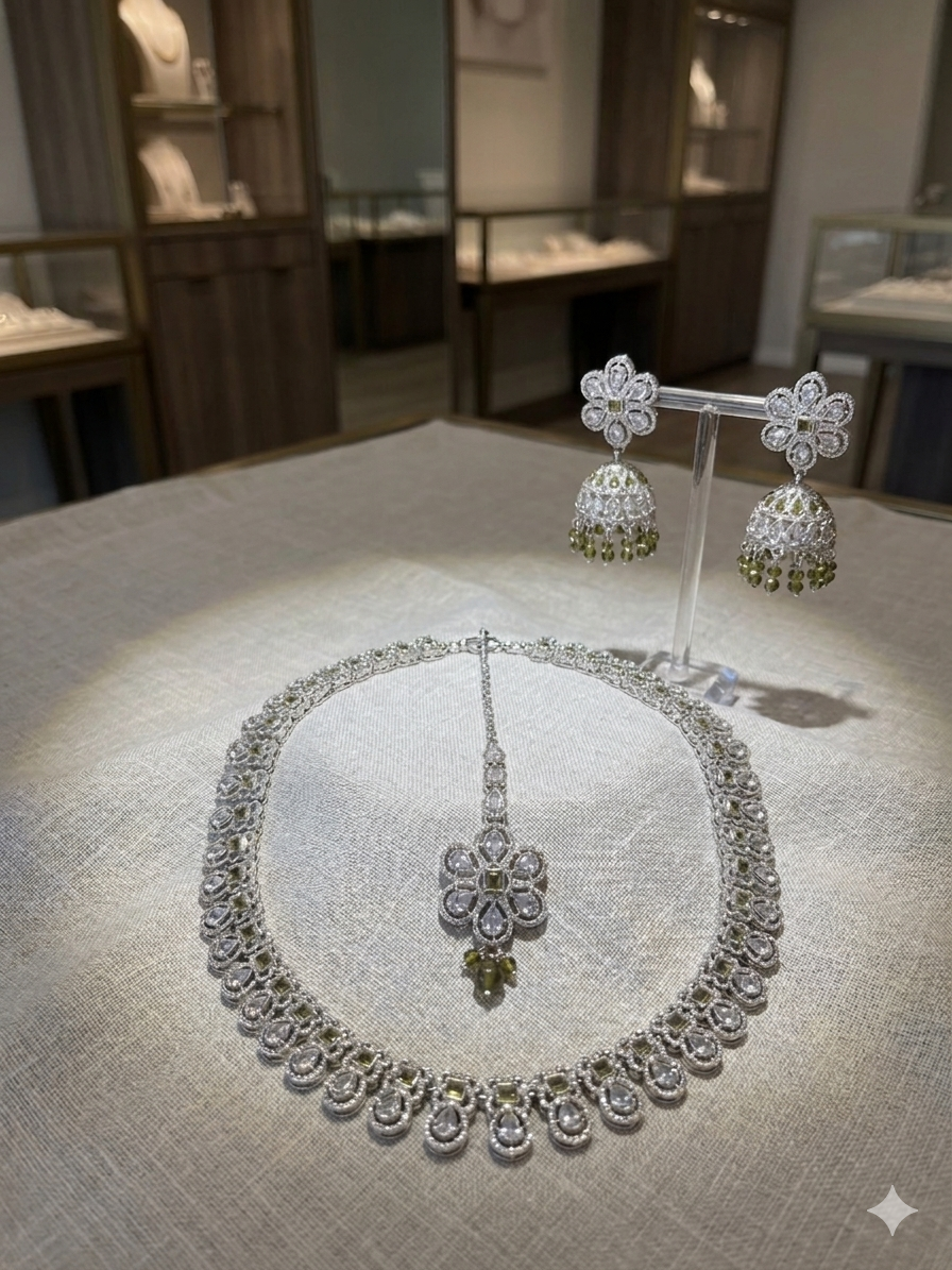 Premium quality long Haar with jhumki tikka
