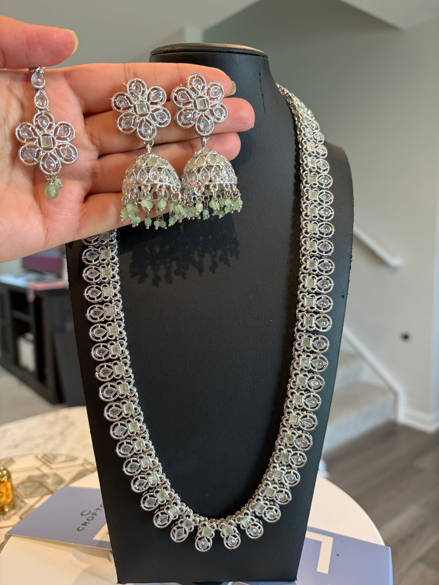 Premium quality long Haar with jhumki tikka