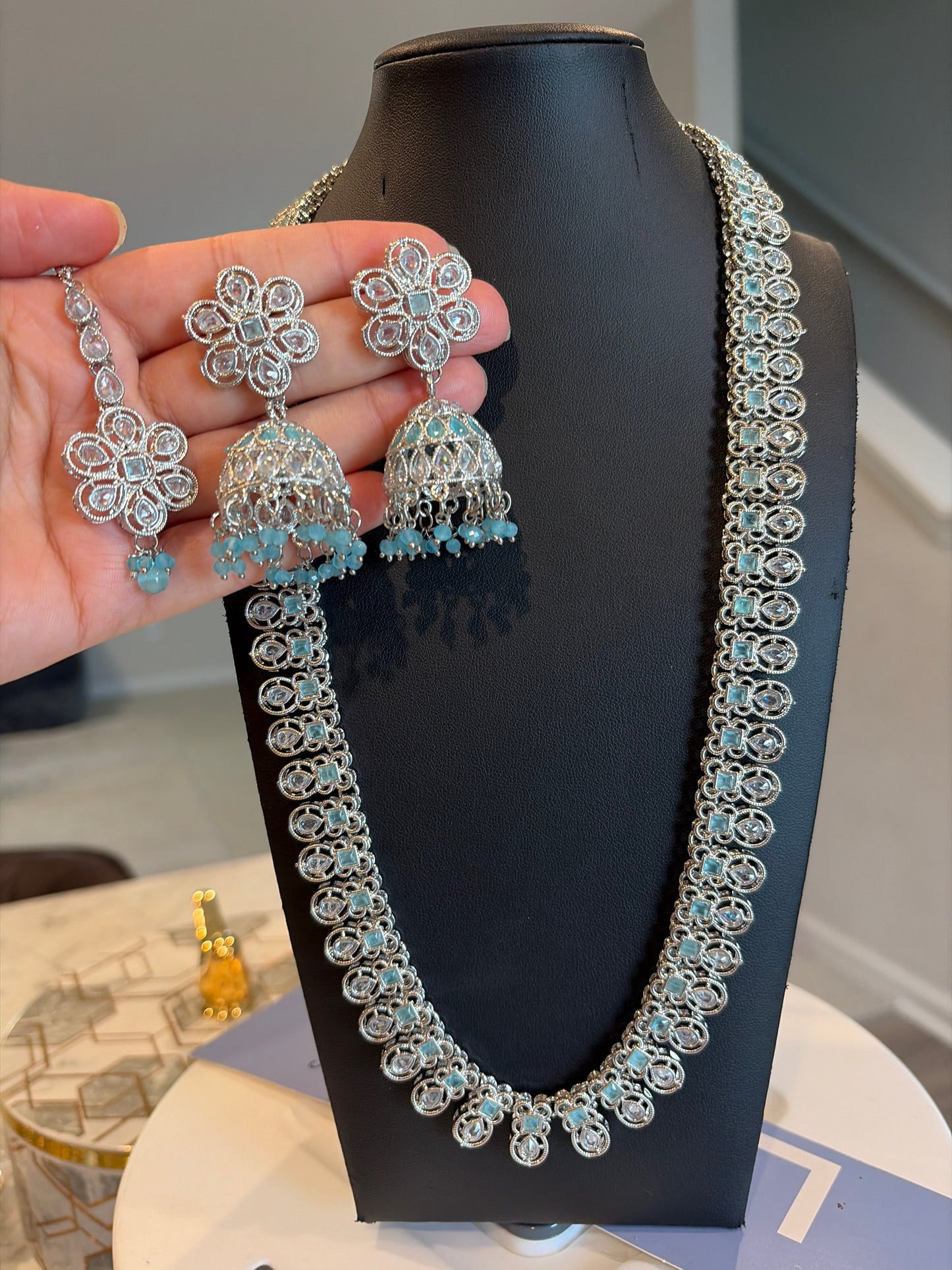 Premium quality long Haar with jhumki tikka